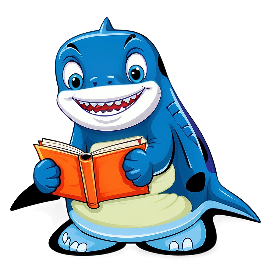 Shark Cartoon With Book Png 5