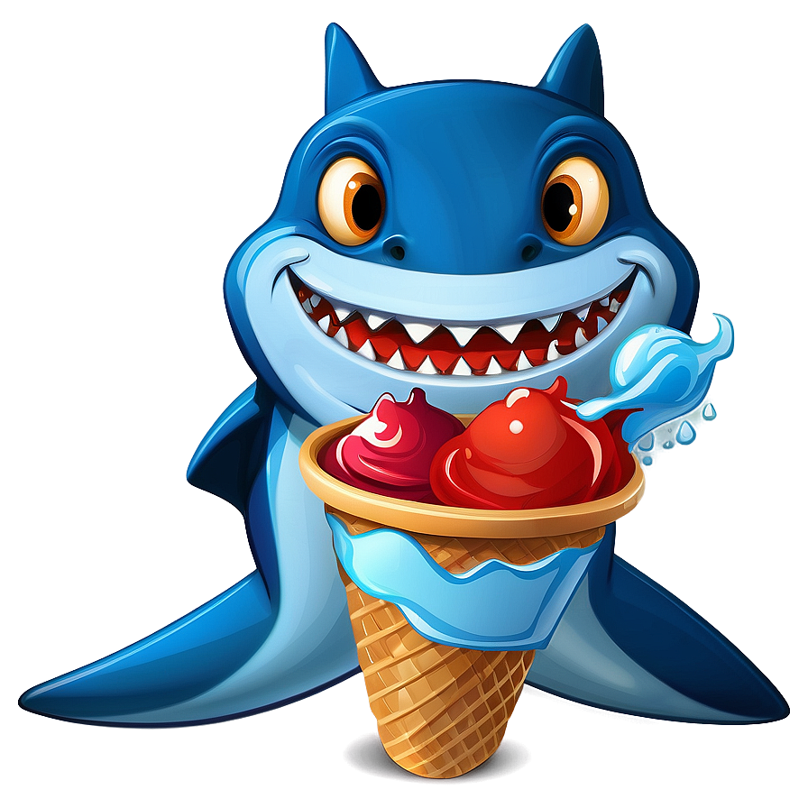 Shark Cartoon With Ice Cream Png 39