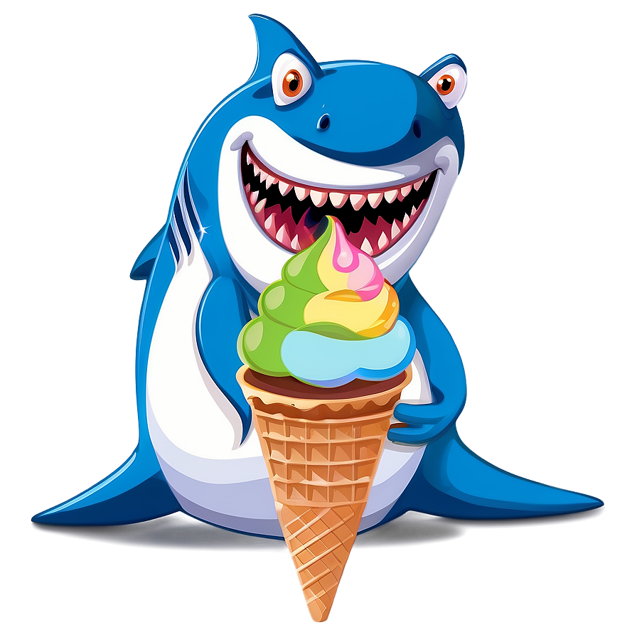 Shark Cartoon With Ice Cream Png Atd