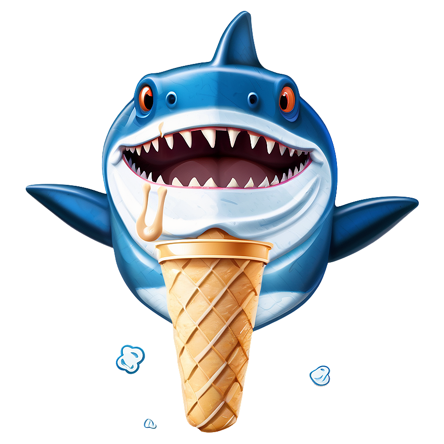 Shark Cartoon With Ice Cream Png Lwc71