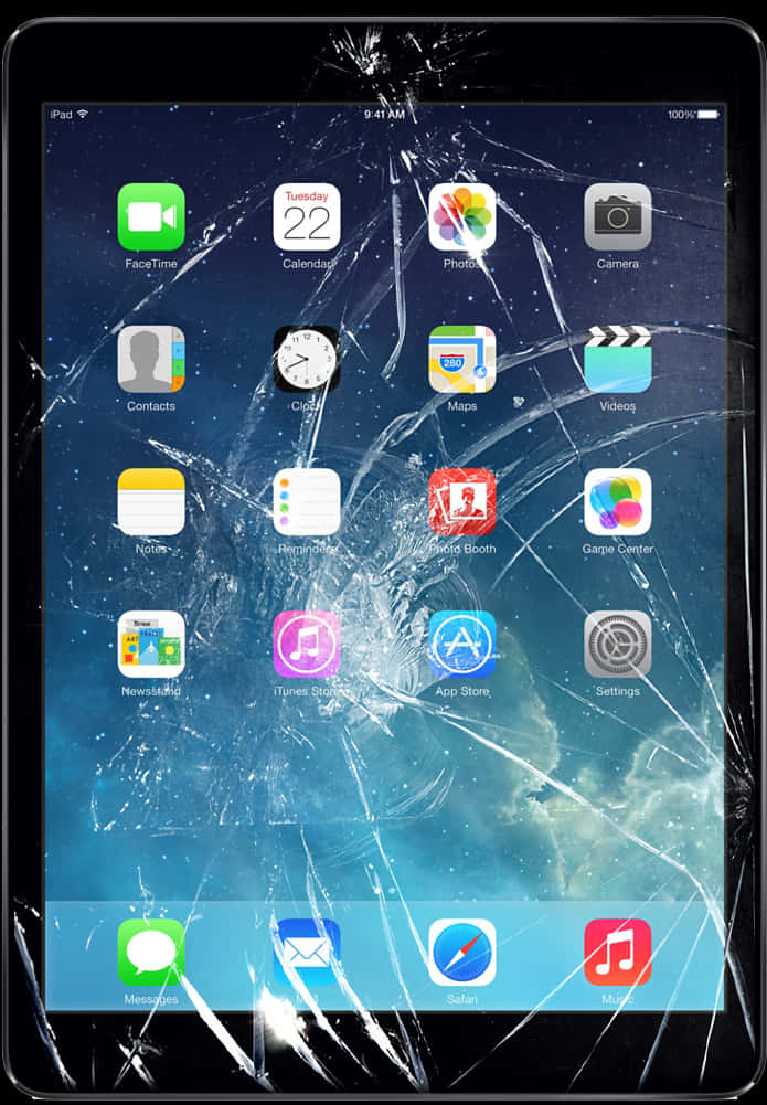 Shatteredi Pad Screen PNG with transparent background