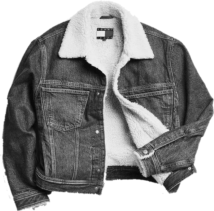 Sherpa Lined Denim Jacket PNG with transparent background