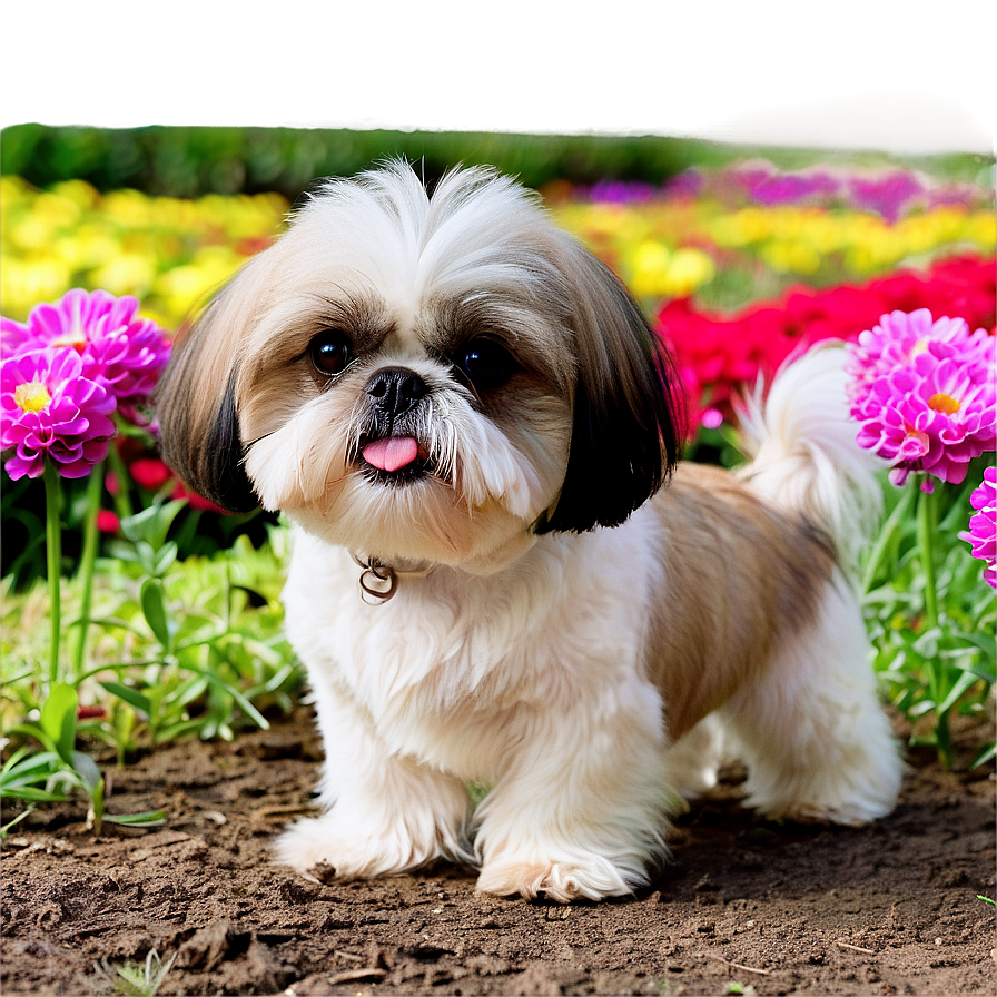 Shih Tzu In Flower Garden Png 15