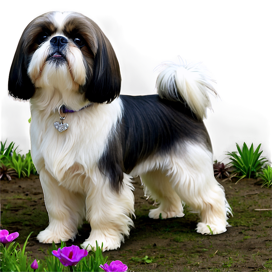 Shih Tzu In Flower Garden Png Fpd85