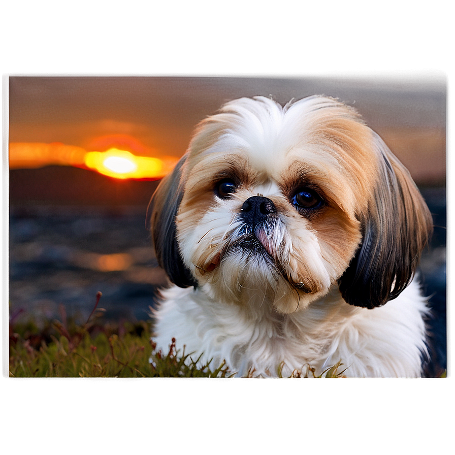 Shih Tzu Watching Sunset Png 06242024