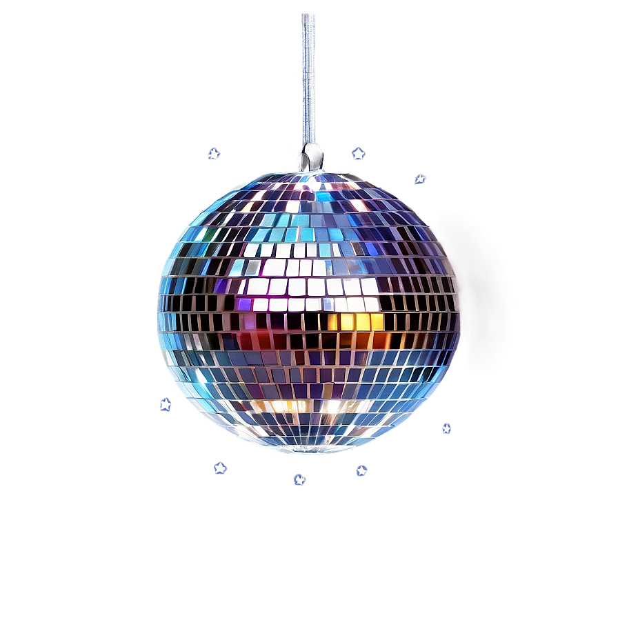 Shimmering Disco Ball Suspendedin Air PNG with transparent background