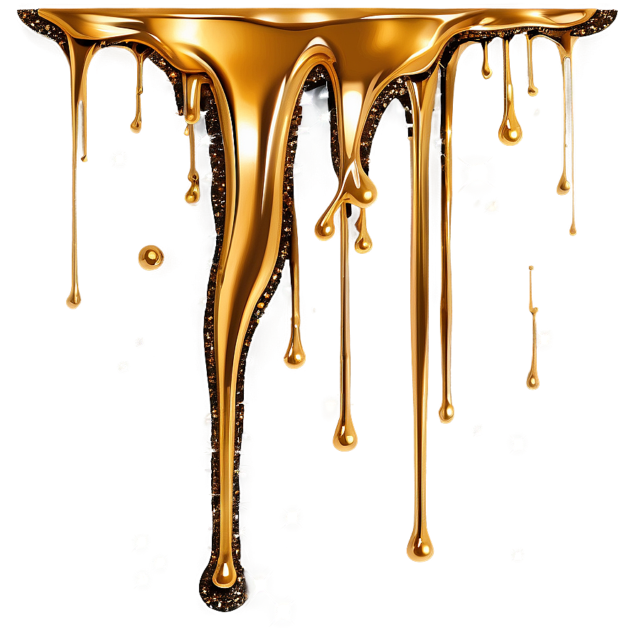 Shimmering Gold Glitter Drip Png 44