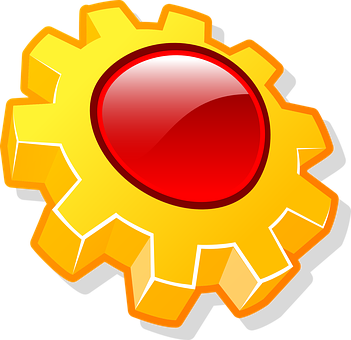 Shiny Gold Gear Icon PNG with transparent background