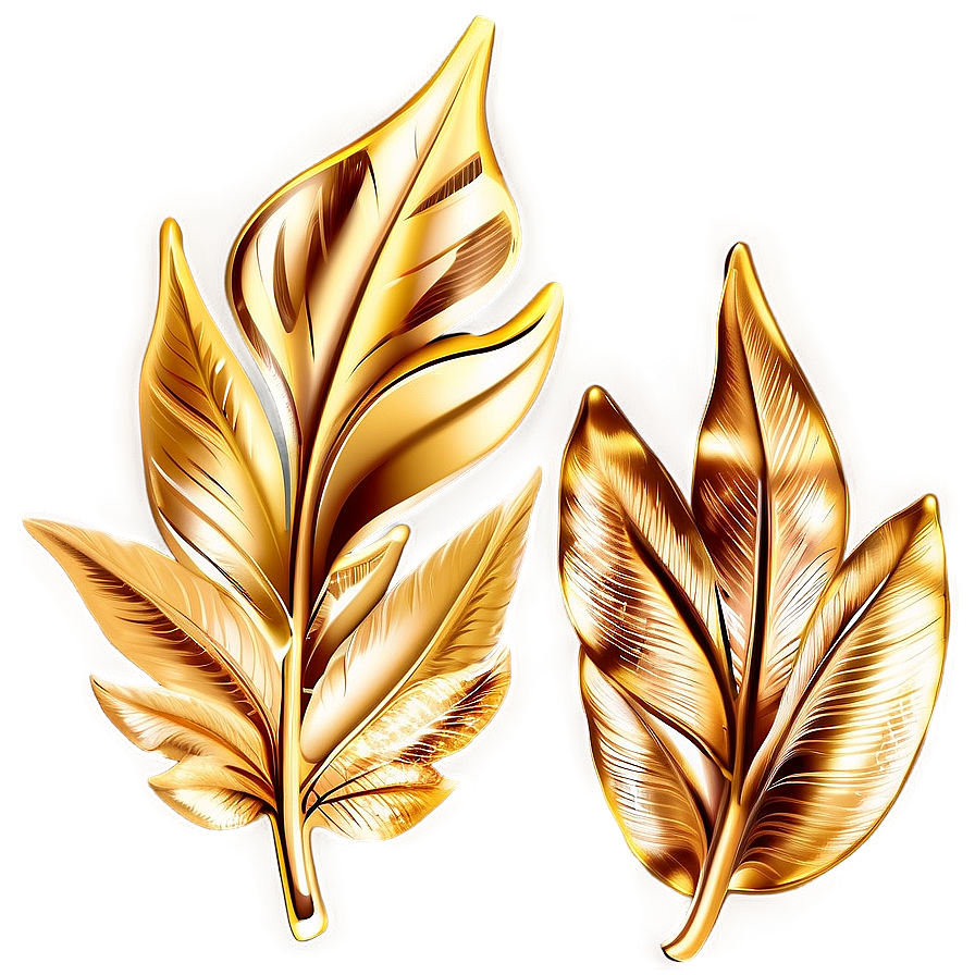 Shiny Gold Leaves Decoration Png 06262024