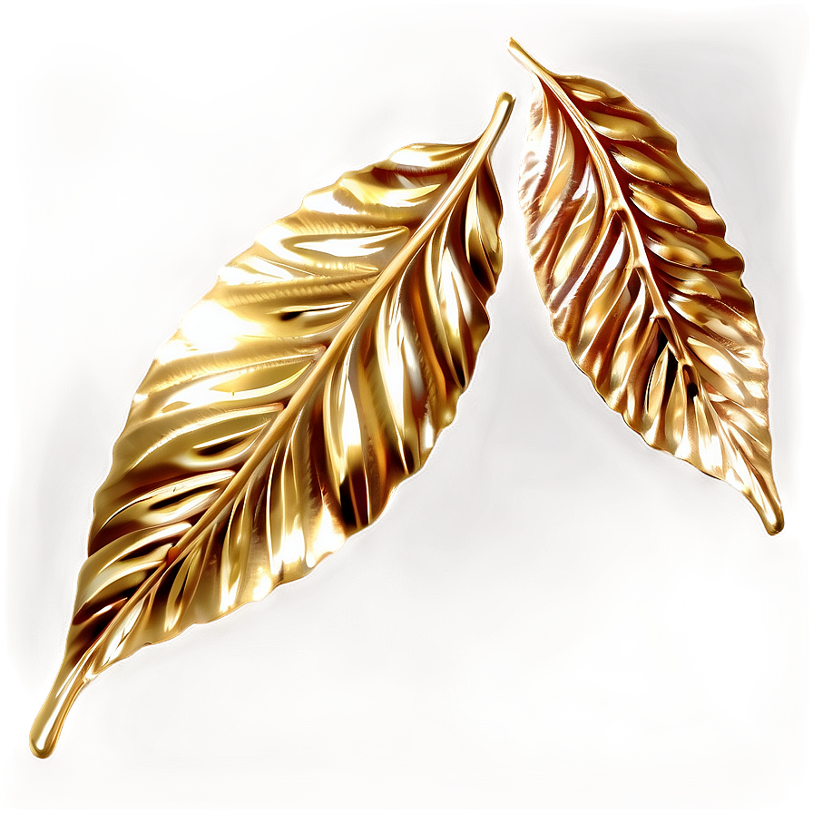 Shiny Gold Leaves Decoration Png 75