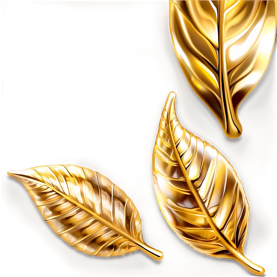 Shiny Gold Leaves Decoration Png Ujo