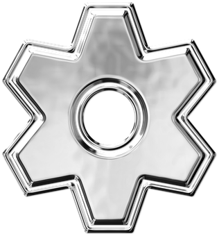 Shiny Metal Gear Design PNG with transparent background