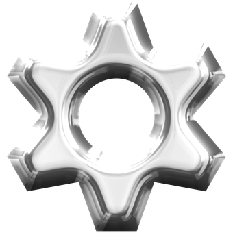 Shiny Metal Gear Isolated PNG with transparent background