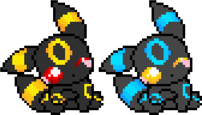 Shiny Non Shiny Umbreon Pixel Art