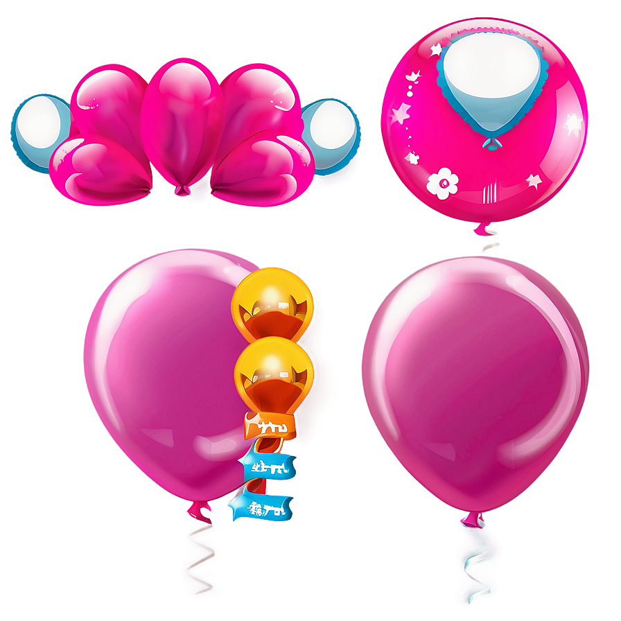 Shiny Pink Balloons Decoration Png Ahm79