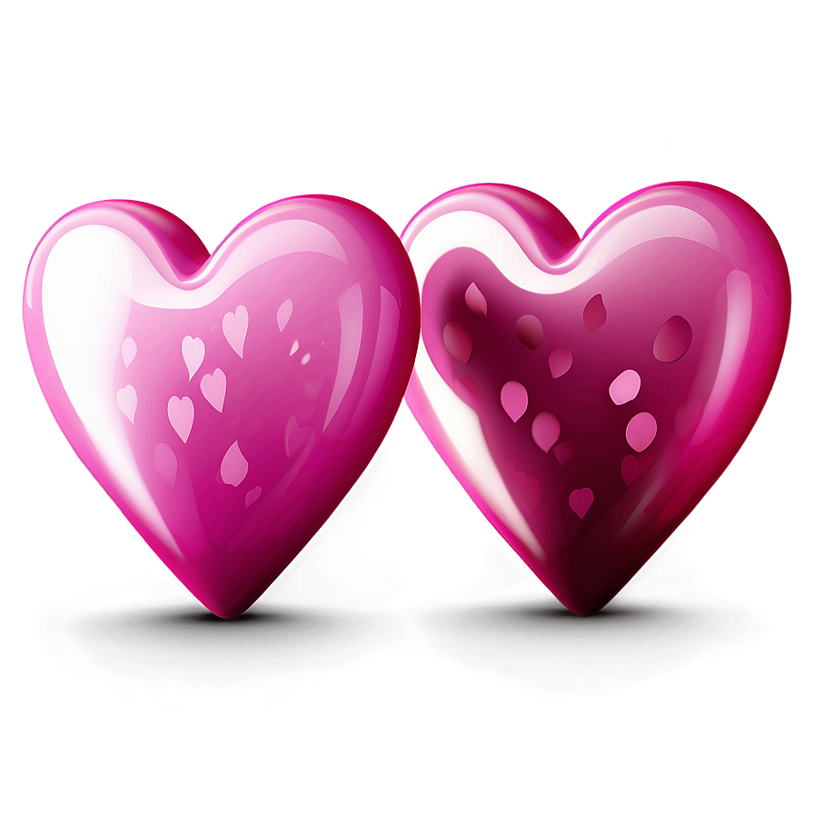 Shiny Pink Hearts Illustration Png 52