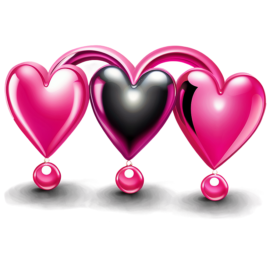 Shiny Pink Hearts Illustration Png Xqg31