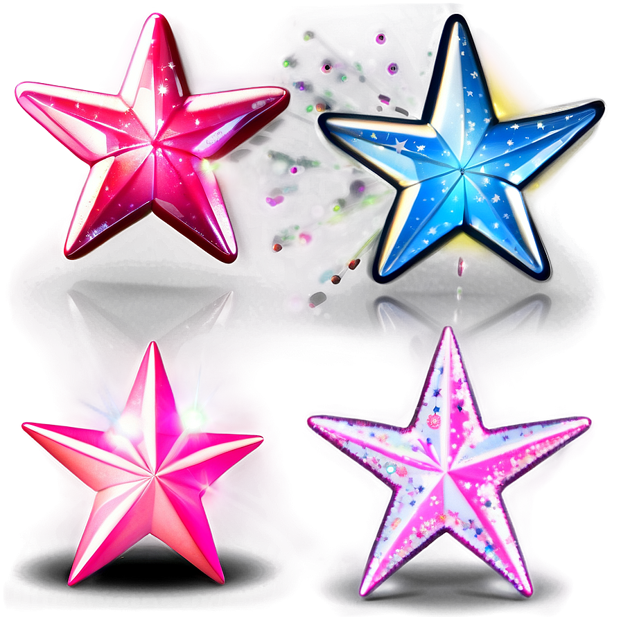 Shiny Pink Stars Png 06122024