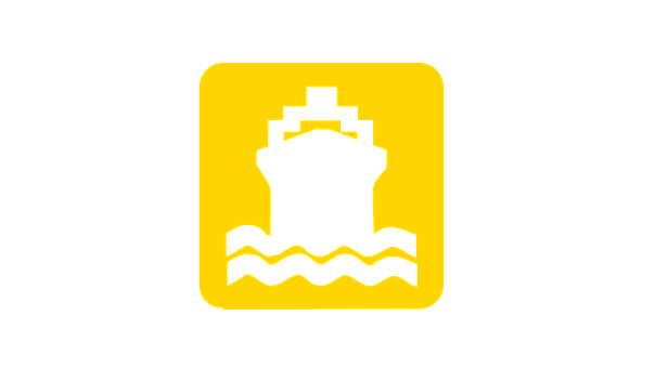 Ship Silhouette Icon Yellow Background PNG with transparent background