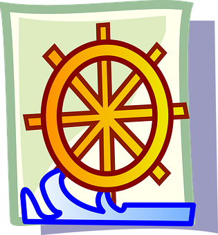 Ship Steering Wheel Illustration PNG with transparent background