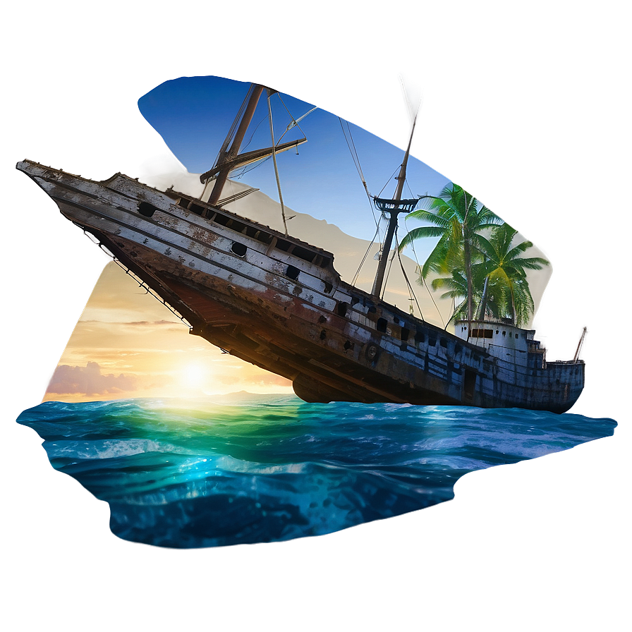 Shipwreck At Dawn Light Png Bmk95