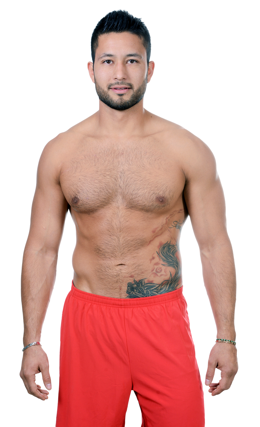 Shirtless Man Red Shorts