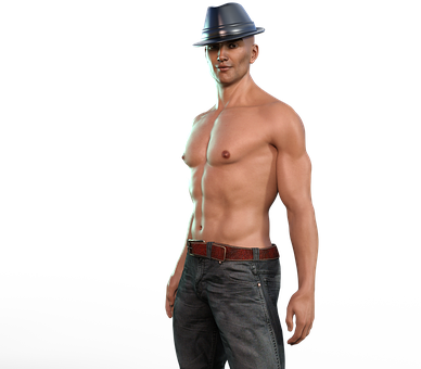 Shirtless Man With Fedora Hat