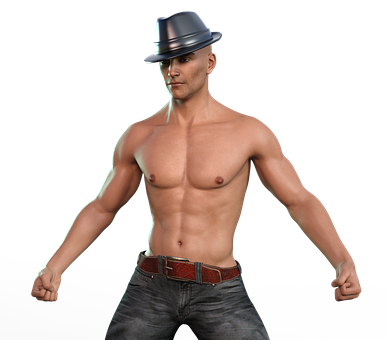 Shirtless Man With Fedora Hat