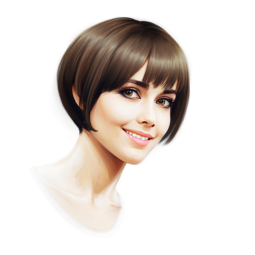 Short Brown Hair Girl PNG wnb PNG image with a transparent background, free high-resolution download