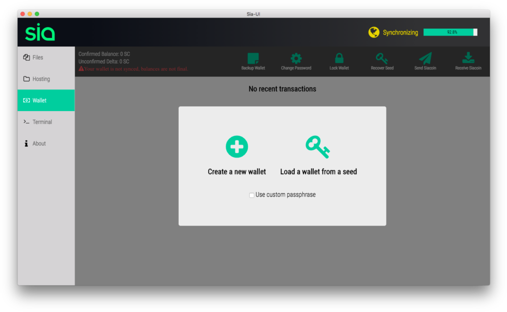 Sia U I Cryptocurrency Wallet Interface