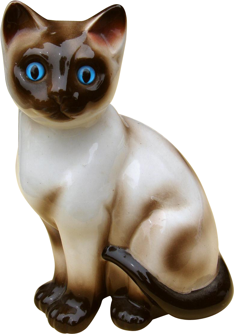 Siamese Cat Figurine Blue Eyes