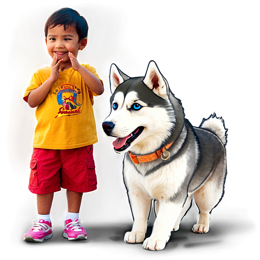 Siberian Husky With Kids Png 52