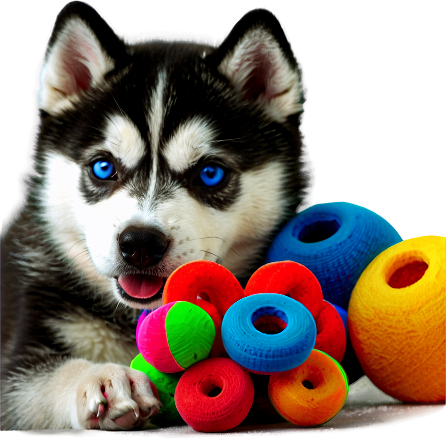 Siberian Husky With Toys Png Ekm