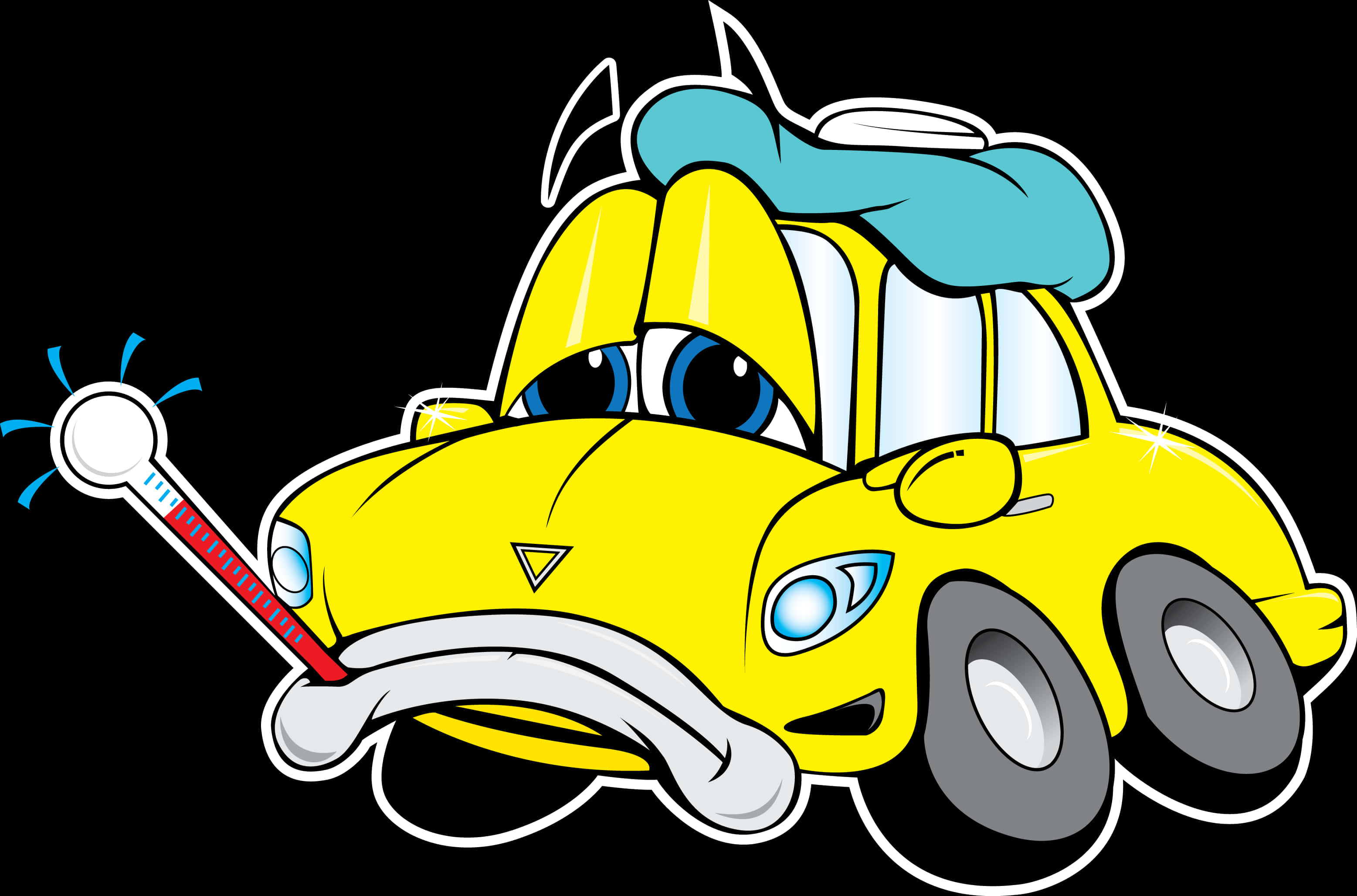 Sick Cartoon Car Illustration