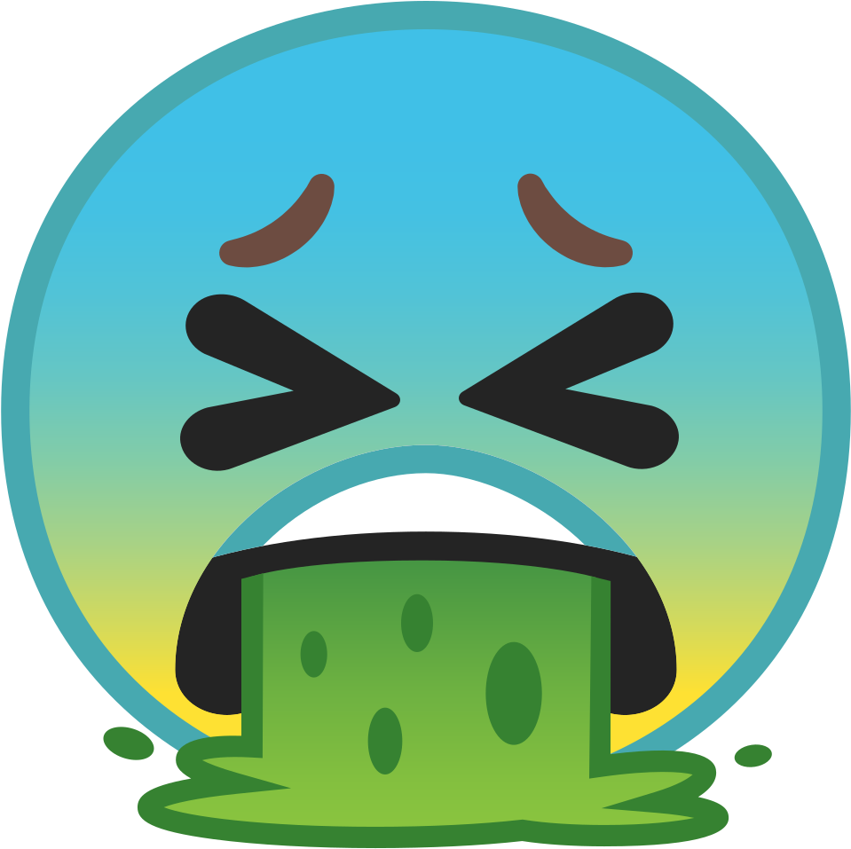Sick_ Emoji_ Vomiting_ Green PNG with transparent background