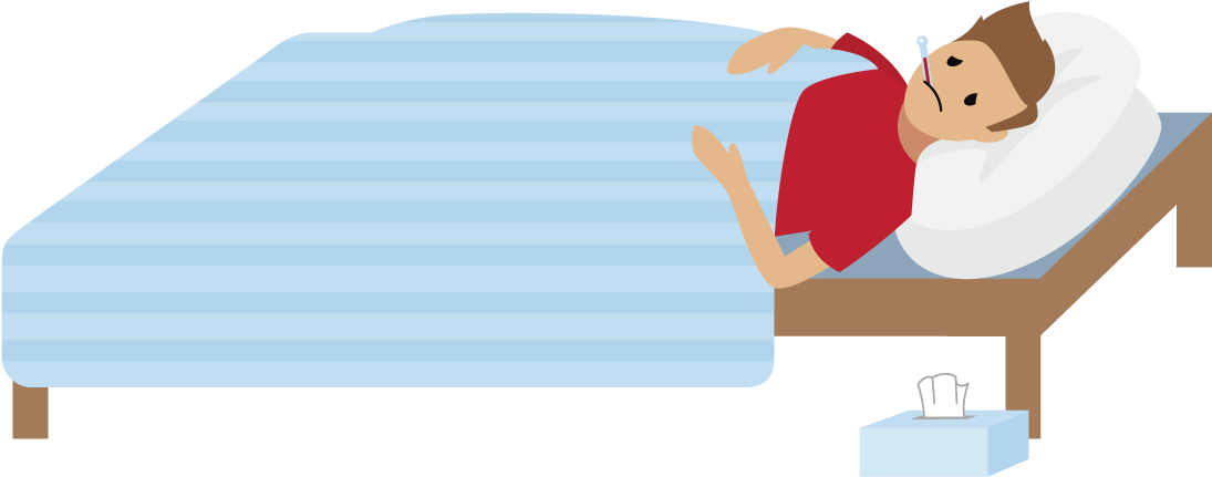 Person Looking Sick Lying In Bed - Sick Person Cartoon Png, Transparent Png PNG with transparent background
