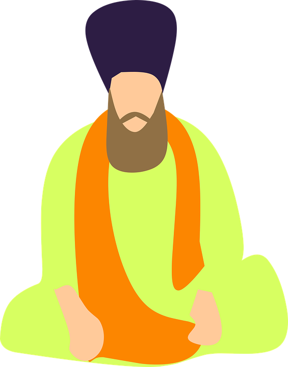 Sikh Man Meditatingin Turban