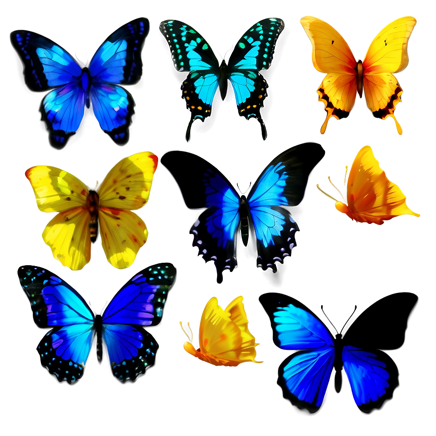 Silhouette Blue Butterflies Png Tgo92