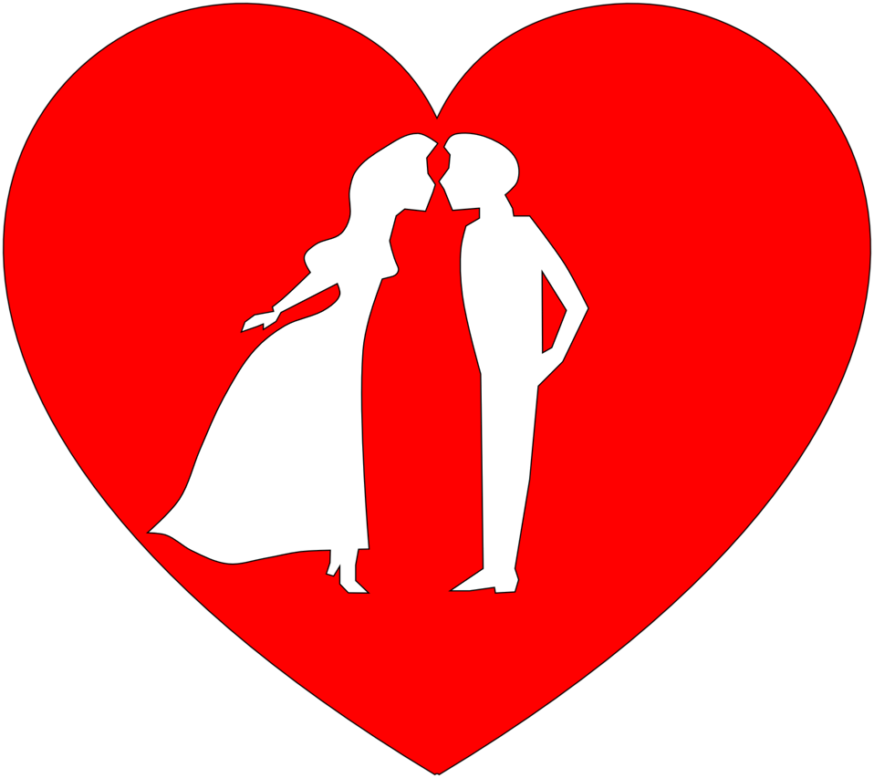 Silhouette Couple In Heart Shape