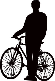 Silhouette Cyclistat Dusk PNG with transparent background