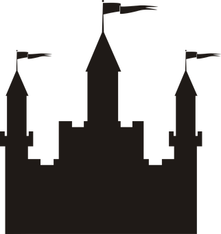 Silhouette Gothic Castle Outline PNG with transparent background
