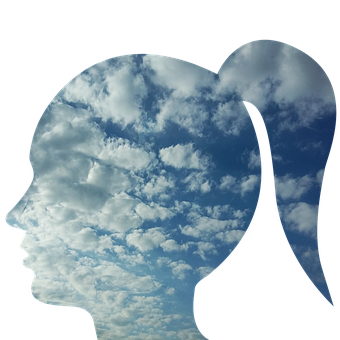 Silhouette Head Clouds Sky PNG with transparent background