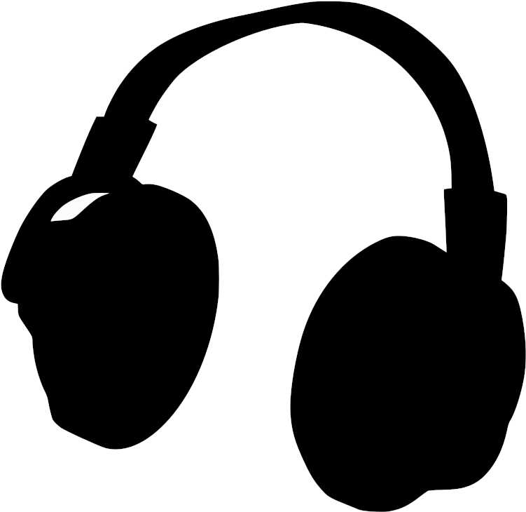 Silhouette Headphones Graphic PNG image with a transparent background, free high-resolution download