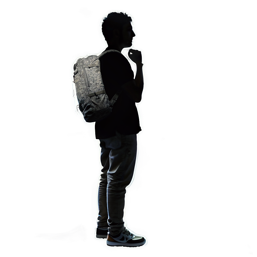 Silhouette Of A Person With Backpack Png 4