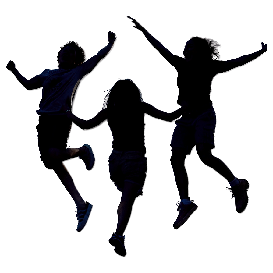 Silhouette Of Friends Jumping Png Lsf25