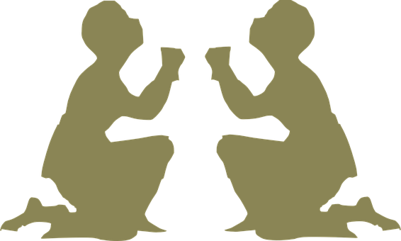Silhouette Praying People PNG with transparent background