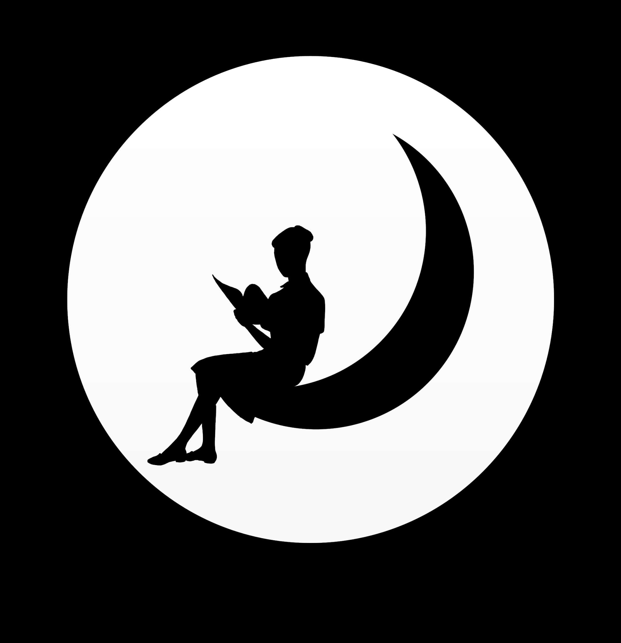 Silhouette Readingon Crescent Moon