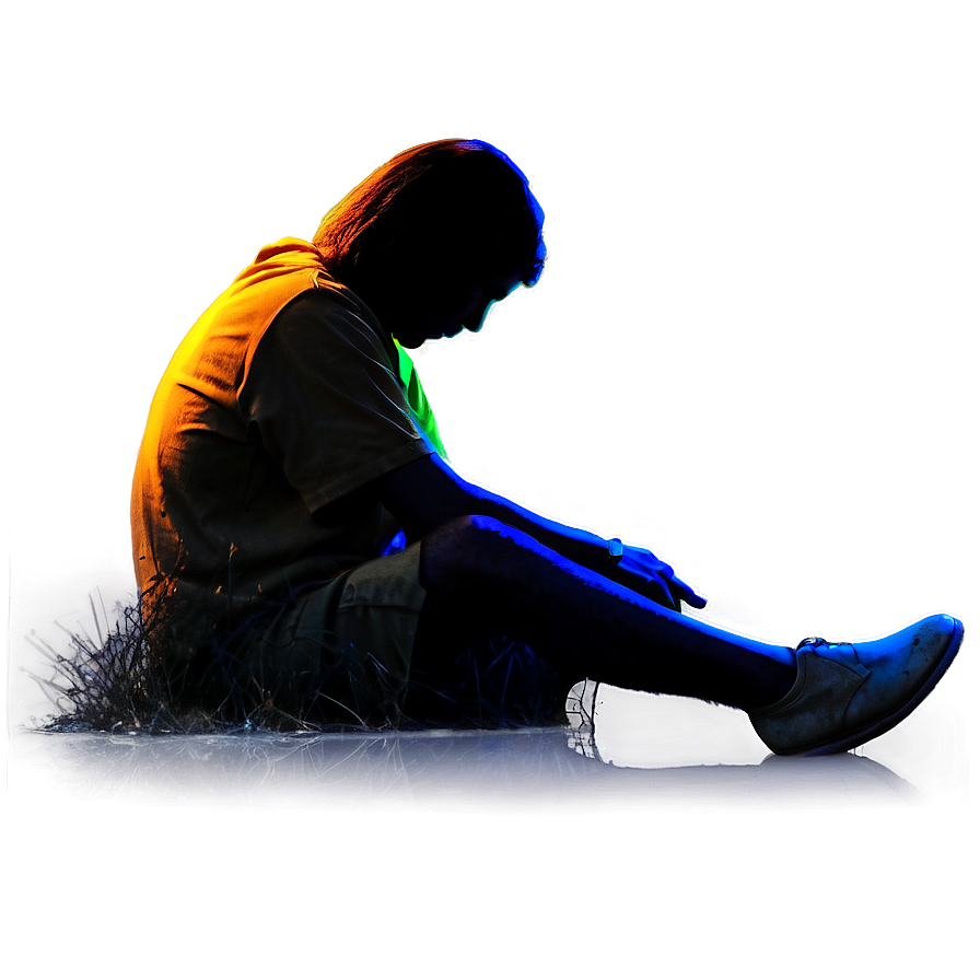 Silhouette Sad Person At Sunset Png Uvd86