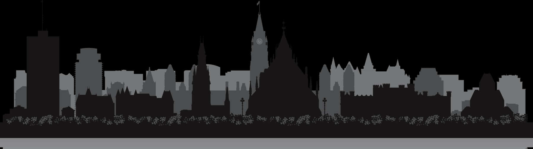 Silhouette Skyline Cityscape PNG with transparent background