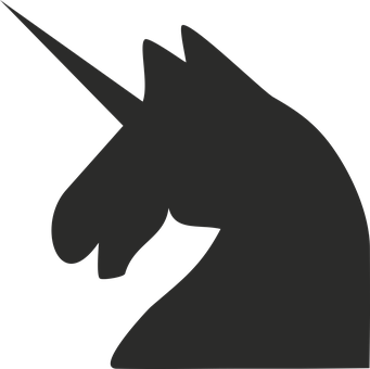 Silhouette Unicorn Profile PNG with transparent background